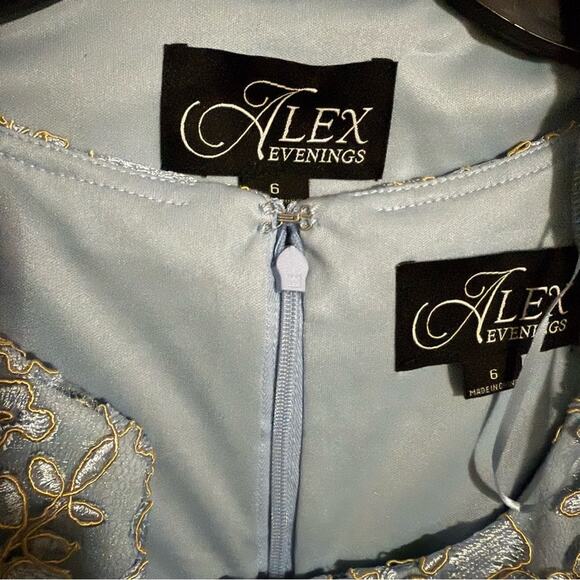 Alex Evenings Women's Embroidered Jacket & Dress for Wedding Guest Light Blue - Picture 12 of 15
